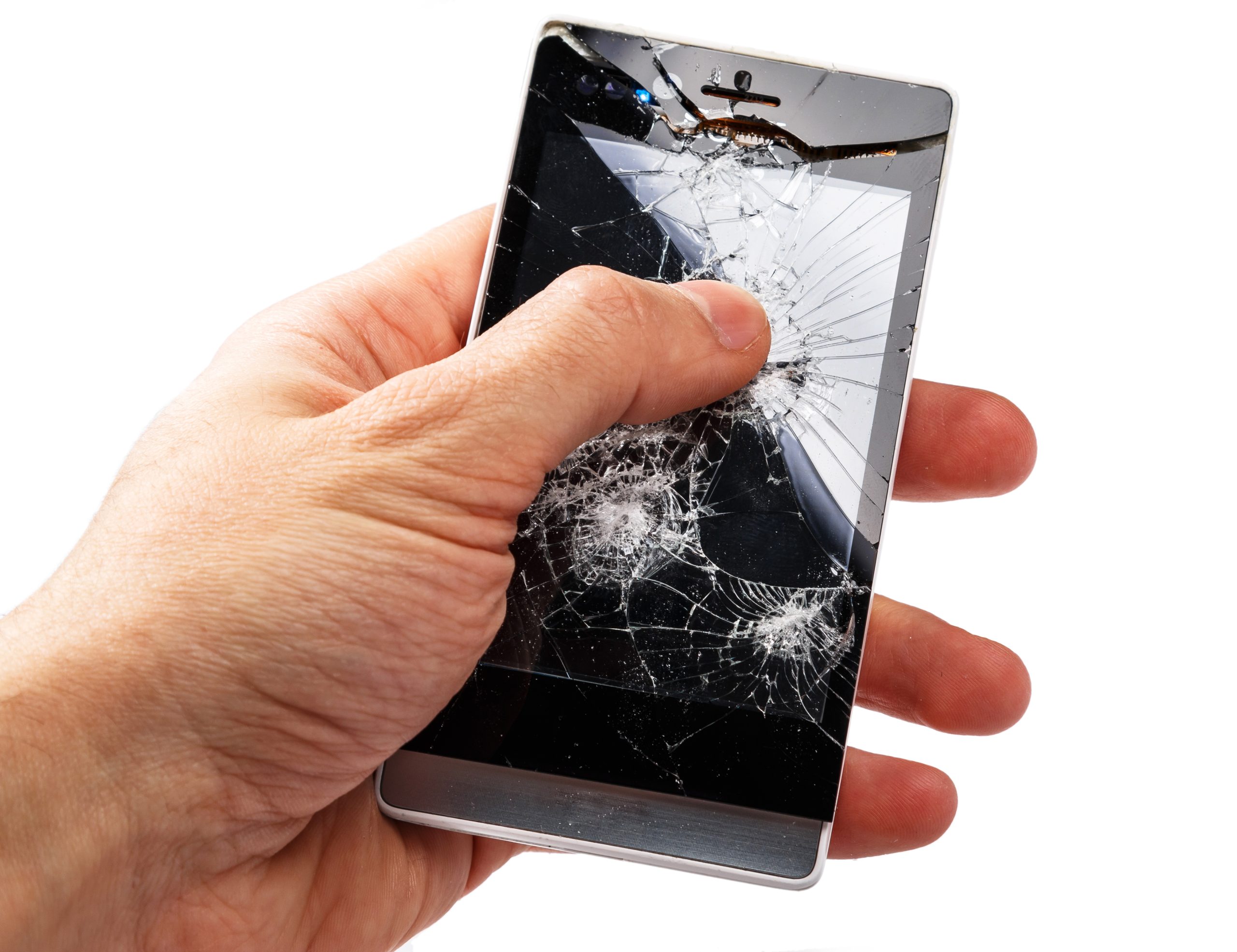 smartfon z uszkodzonym ekranem